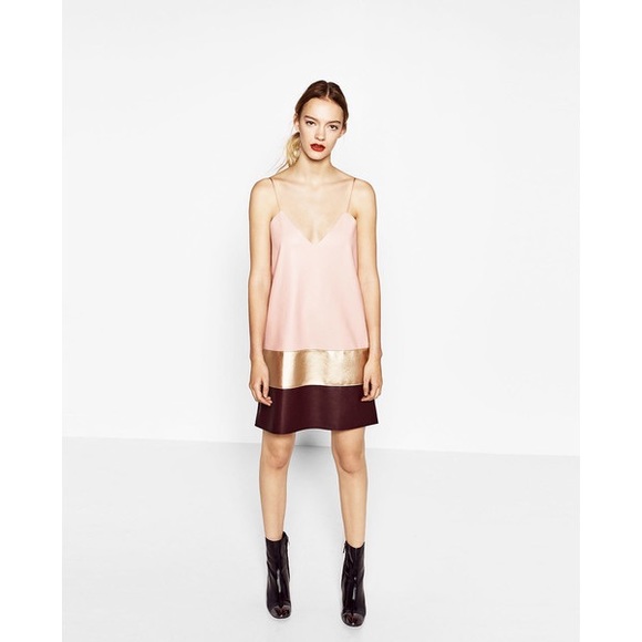 NWT Zara Faux Leather Spaghetti Strap Mini Dress - Picture 3 of 8